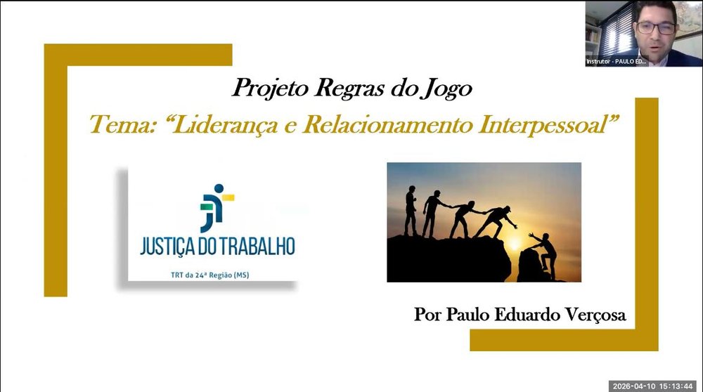 Slide da palestra de Paulo Verçosa no TRT 24ª Região